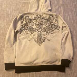 Vintage Y2K Sinister Brand Tribal Lion Graphic Hoodie White